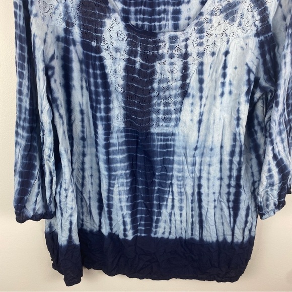 CLAUDIA Richard Tie Dye Boho Floral Lace Blouse XL Blue - Picture 11 of 11